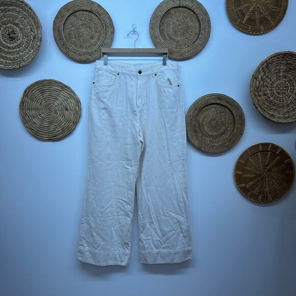 NEW LOFT Neutral Cream / Off White Wide Leg High Waist Palazzo 31/12 Minimalist - Picture 1 of 6